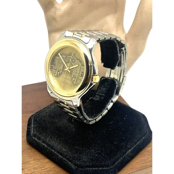 Manheim Auto Auction Men's Watch Quartz Gold Dial Two Tone Stainless Steel 40mm - Picture 2 of 14